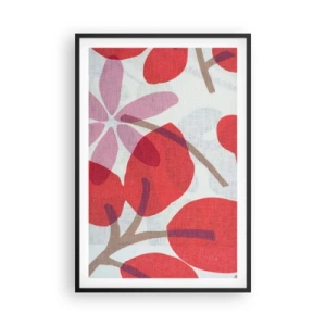 Plakat i sort ramme - Blomsterkomposition i pink - 61x91 cm