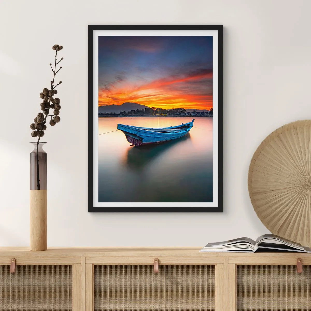 Plakat i sort ramme - En god nat er på vej - 70x100 cm