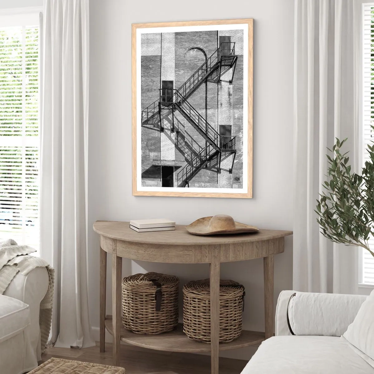 Plakat i ramme af lyst egetræ - Industriel stil - 50x70 cm