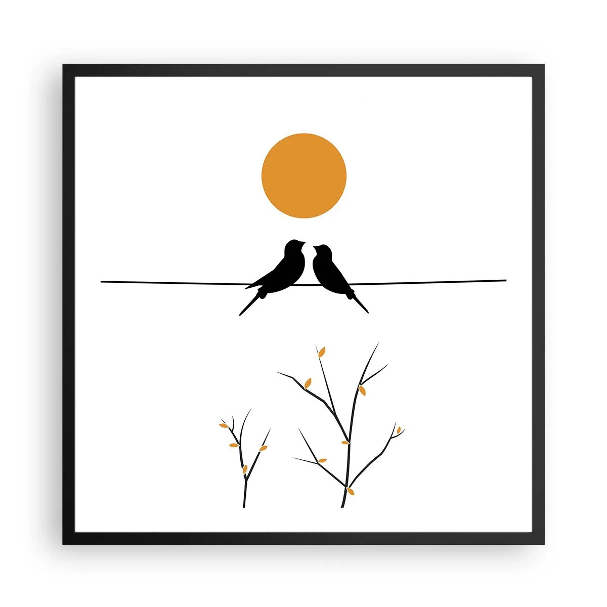 Plakat i sort ramme - Nattergal - 60x60 cm