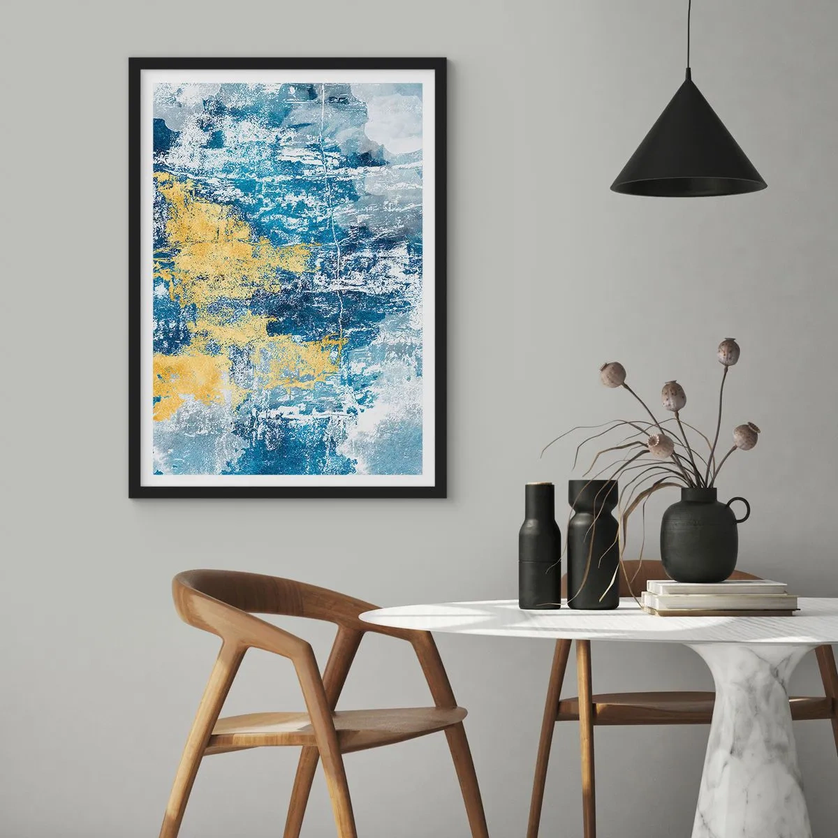 Plakat i sort ramme - En fredfyldt abstraktion - 70x100 cm