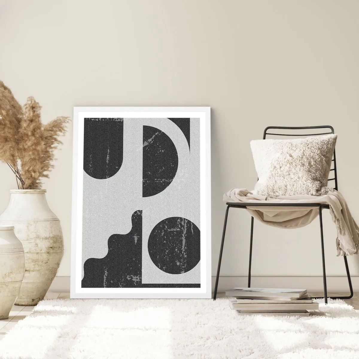 Plakat i hvid ramme - Komposition over og under - 70x100 cm