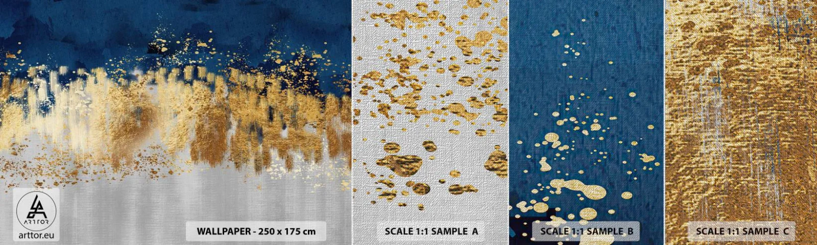 Prøve Fototapet Premium Canvas - Moderne komposition med gnist - Stykke, Art Deco, Glamour - 100x30 cm