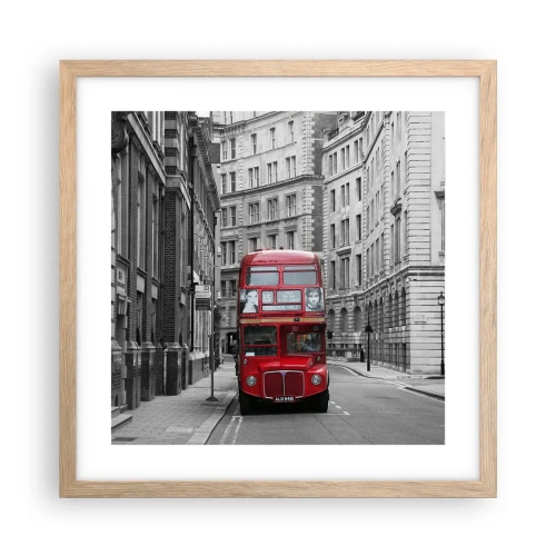 Plakat i ramme af lyst egetræ - Hverdagen behøver ikke at være grå - 40x40 cm