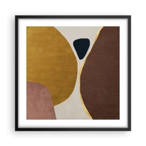 Plakat i sort ramme - Abstraktion - et sted i rummet - 50x50 cm