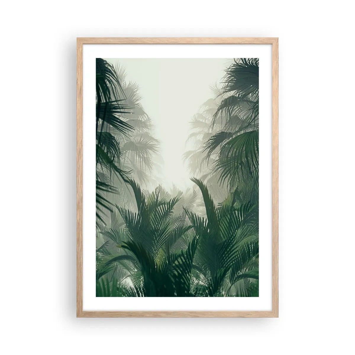 Plakat i ramme af lyst egetræ - Tropisk mysterium - 50x70 cm
