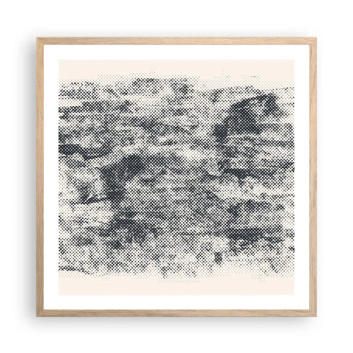 Plakat i ramme af lyst egetræ - Tågeagtig sammensætning - 60x60 cm