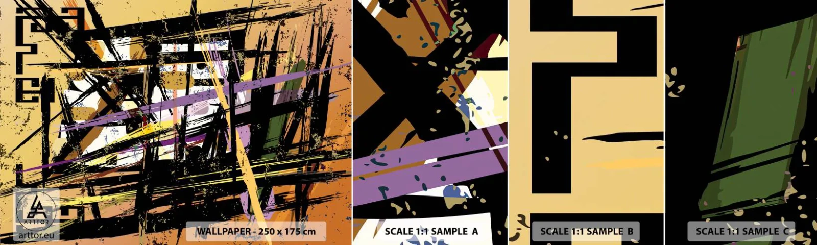 Fototapet Prøve Standard Eco - Skarpt snit - Abstraktion, Stykke, Moderne mønster - 100x30 cm