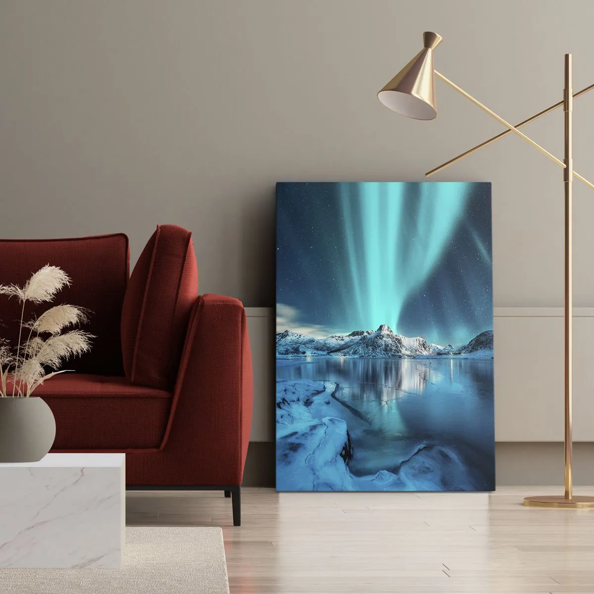 Lærredstryk - Billede på lærred - Nat med lys - 50x70 cm