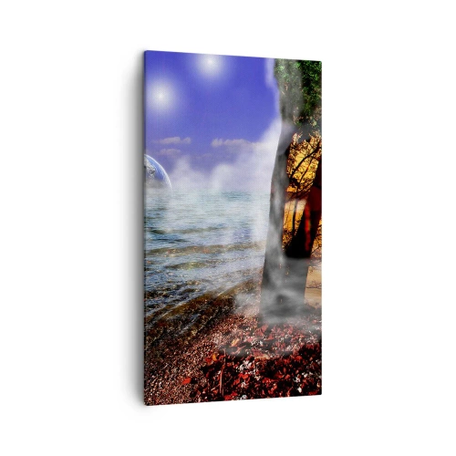Lærredstryk - Billede på lærred - Surrealistisk landskab - naturens enhed - 45x80 cm