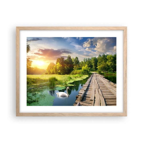 Plakat i ramme af lyst egetræ - Sommer, sommer overalt - 50x40 cm