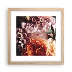 Plakat i ramme af lyst egetræ - Indhyllet i skønhed - 30x30 cm