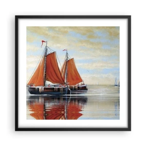 Plakat i sort ramme - Hey, sejl, sømand.... - 50x50 cm