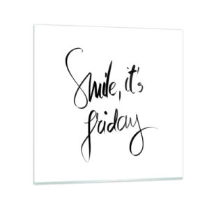 Billede på glas - Ægte glæde - 50x50 cm