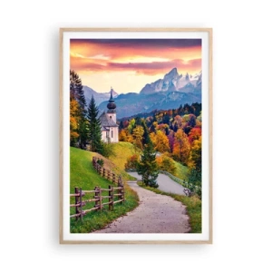 Plakat i ramme af lyst egetræ - Landskab som maleri - 70x100 cm