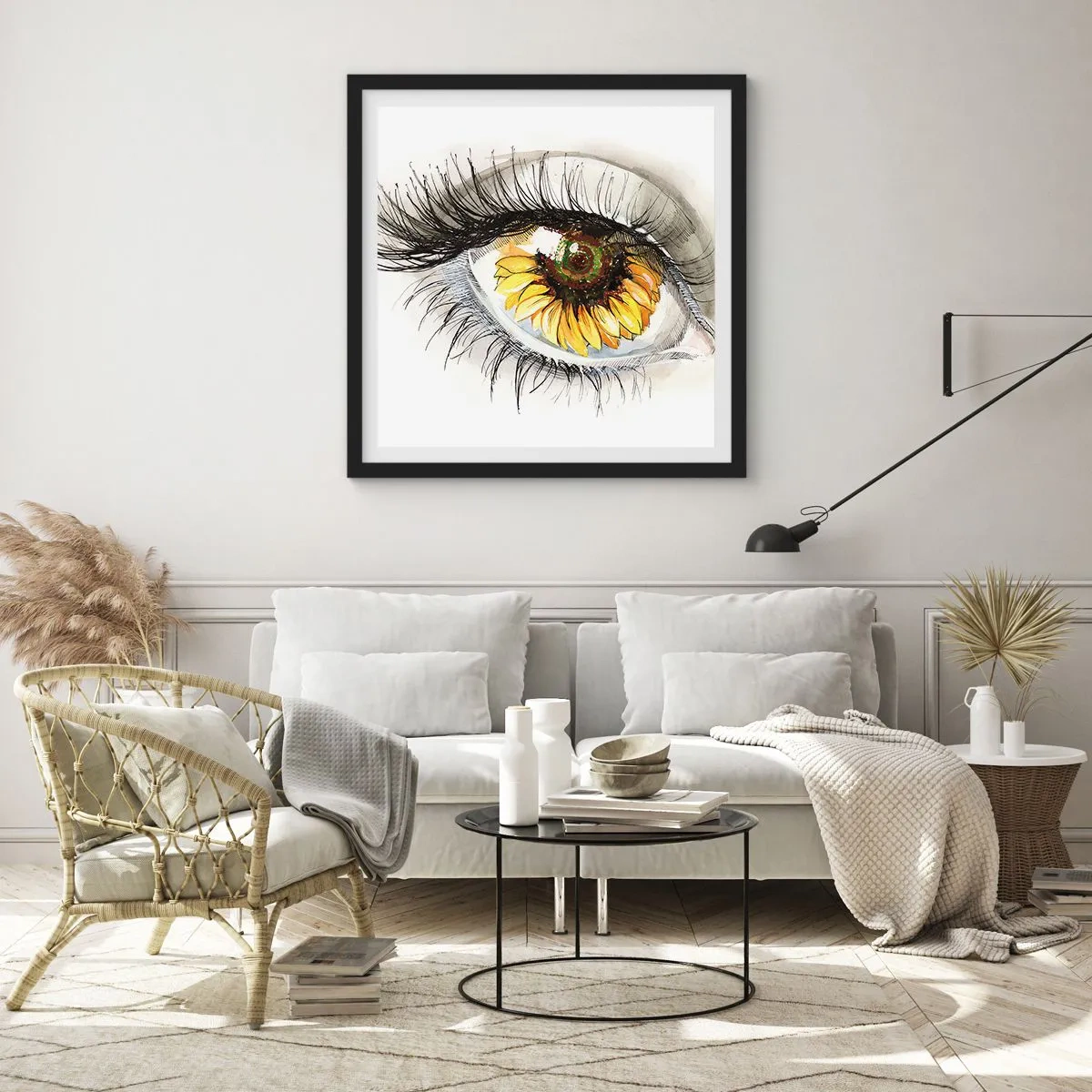 Plakat i sort ramme - Et look lige så varmt som sommeren - 40x40 cm