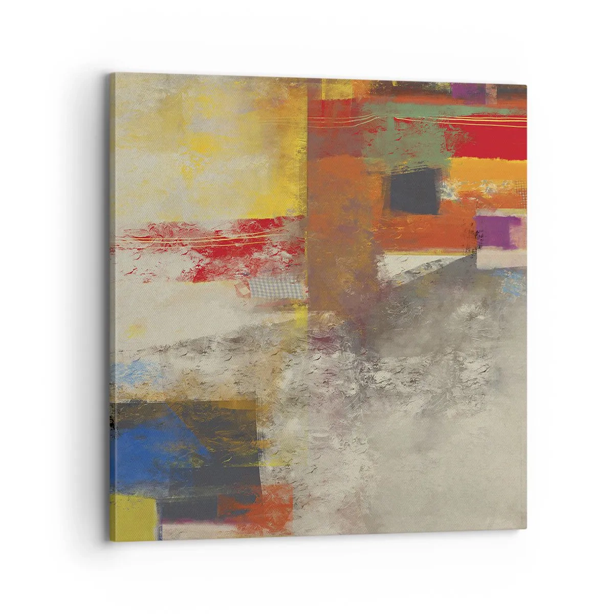 Lærredstryk - Billede på lærred - Geometri af farver - 70x70 cm