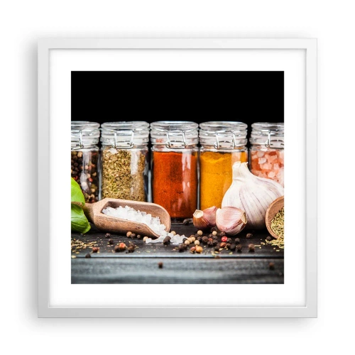 Plakat i hvid ramme - For at livet kan smages - 40x40 cm