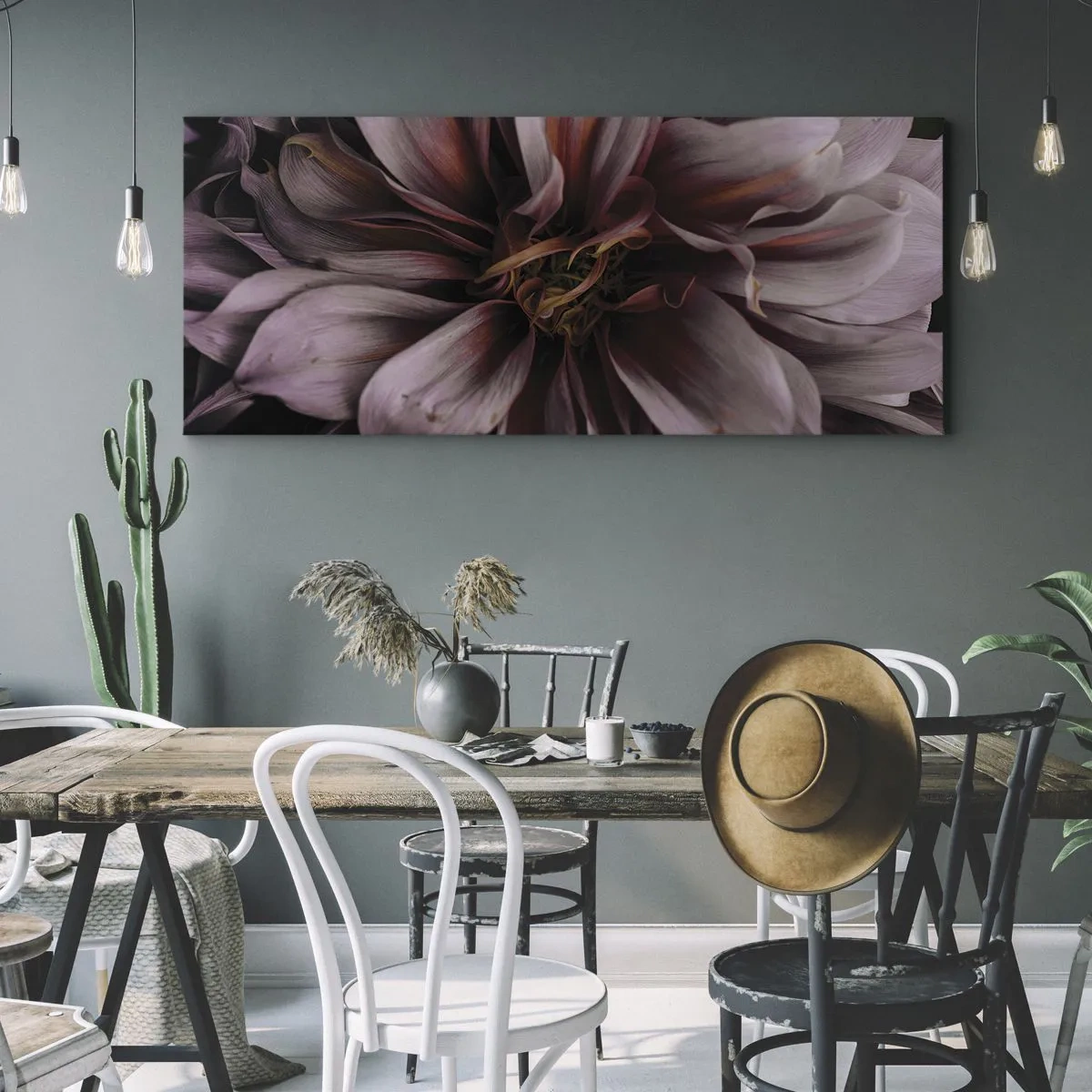 Lærredstryk - Billede på lærred - Blomstret hjerte - 100x40 cm