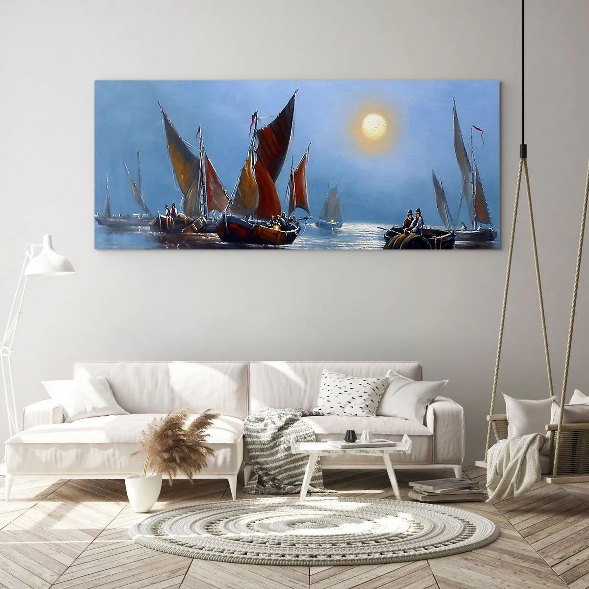 Billede på glas - Natfiskeri - 90x30 cm