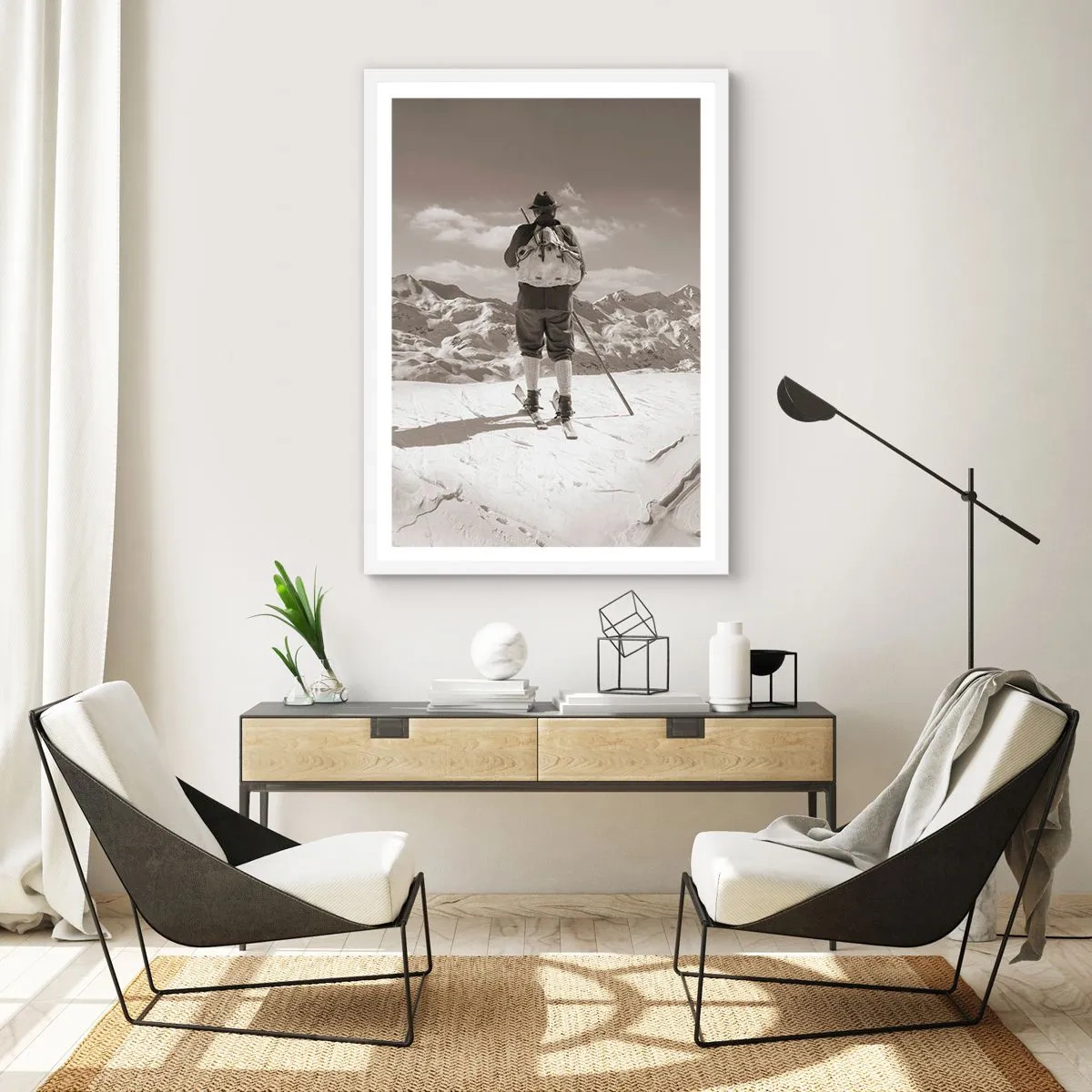 Plakat i hvid ramme - Og bjergene er de samme - 40x50 cm
