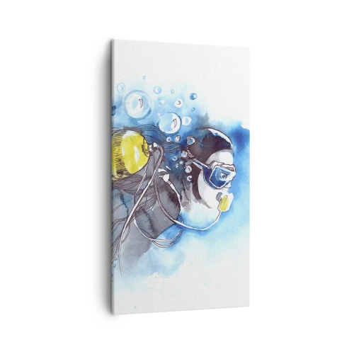 Lærredstryk - Billede på lærred - Stor blå - 45x80 cm