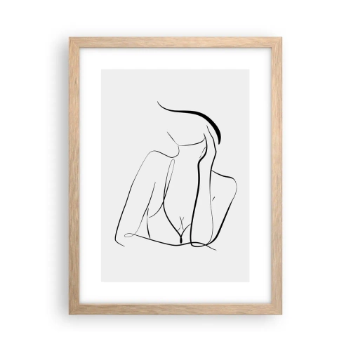 Plakat i ramme af lyst egetræ - På bølgen af en drøm - 30x40 cm