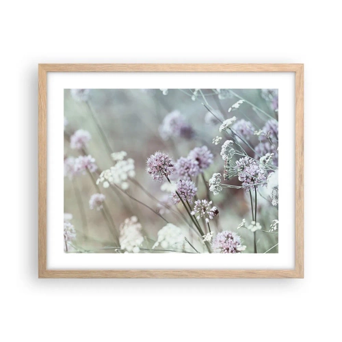 Plakat i ramme af lyst egetræ - Søde filigranurter - 50x40 cm