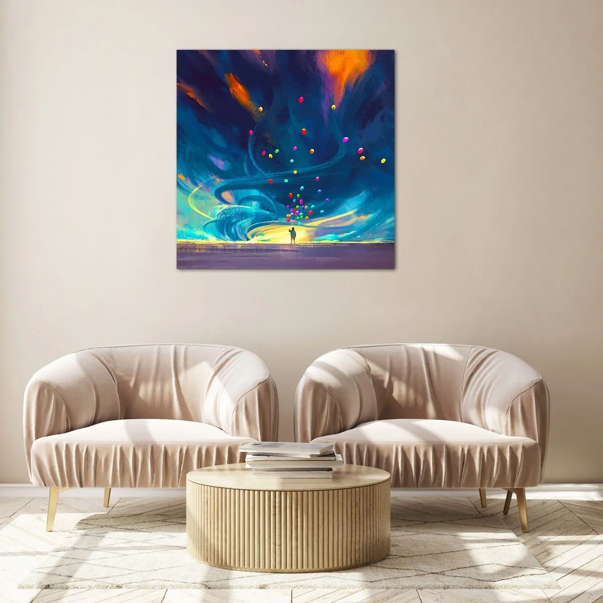 Billede på glas - På en blå vind - 70x70 cm