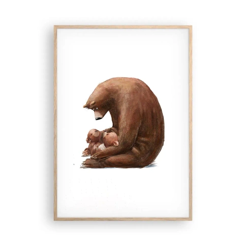 Plakat i ramme af lyst egetræ - Drøm sødt, børn - 70x100 cm