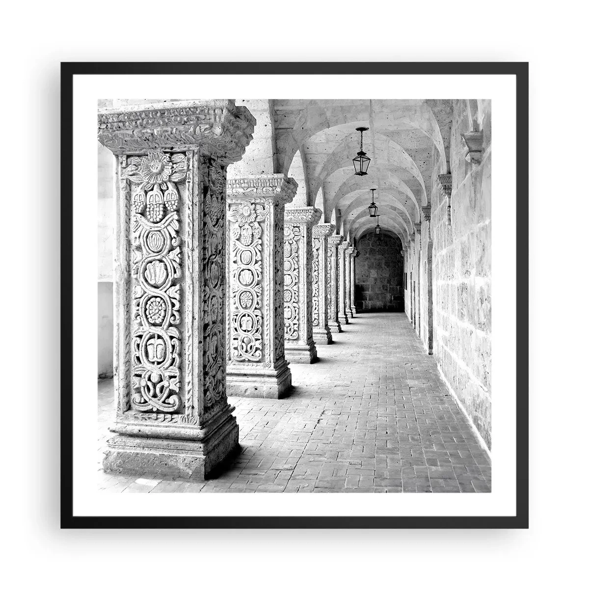 Plakat i sort ramme - Og hvor går det hen...? - 60x60 cm