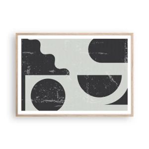 Plakat i ramme af lyst egetræ - Komposition over og under - 100x70 cm