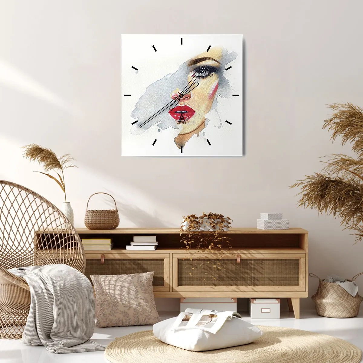 Vægur, Uret - Refleksion i en vanddråbe - 40x40 cm