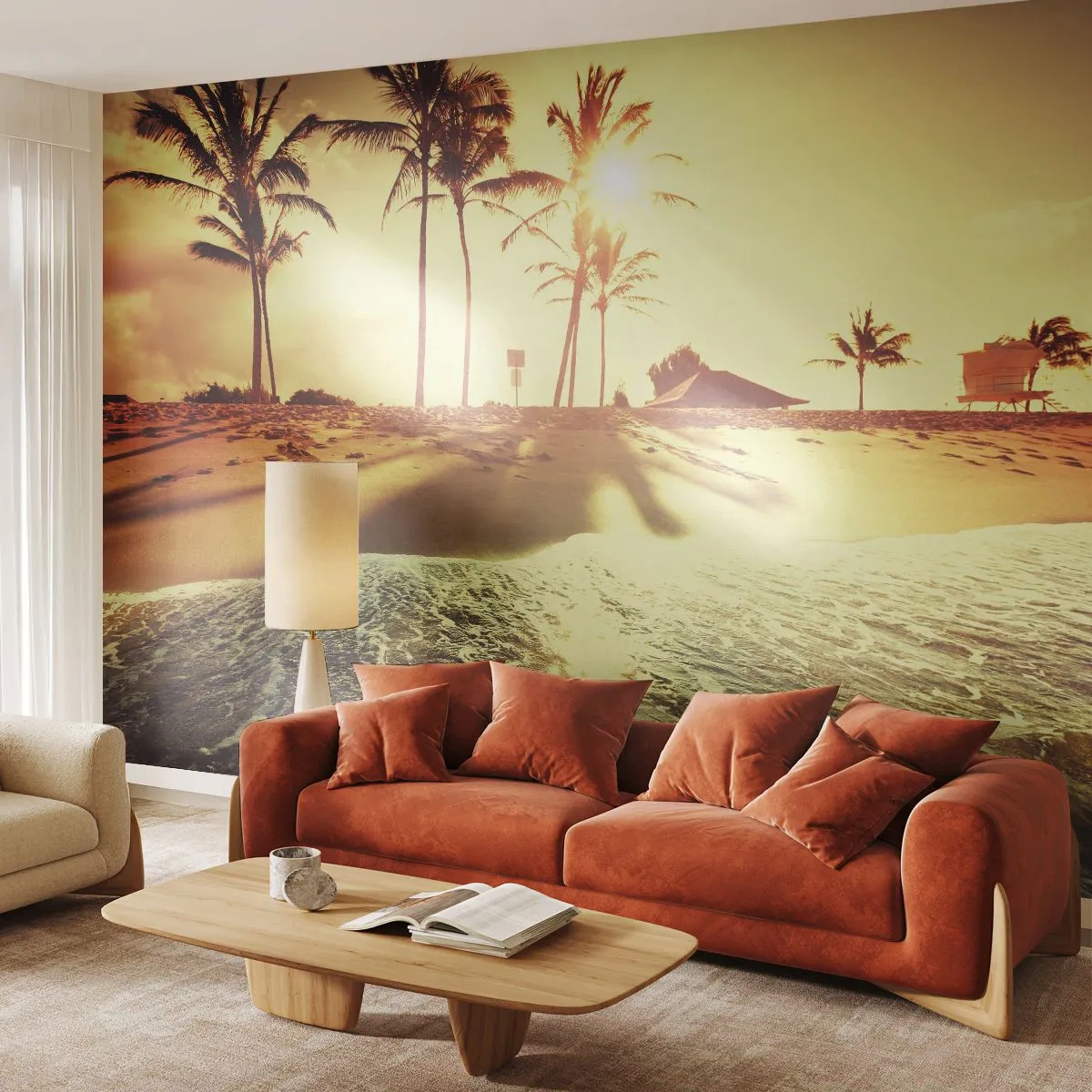 Fototapet Standard Eco - Eftermiddag i Californien - Landskab, Strand, Kokospalme - 400x280 cm