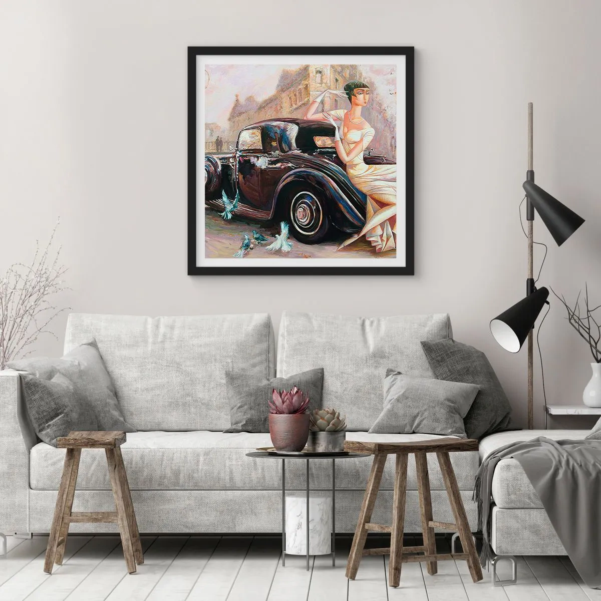 Plakat i sort ramme - Retro elegance - 50x50 cm