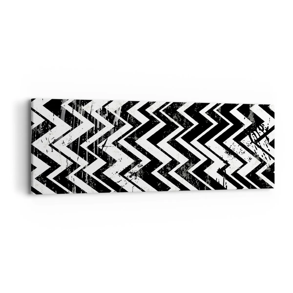 Lærredstryk - Billede på lærred - Zig-hvid, zag-sort - 90x30 cm