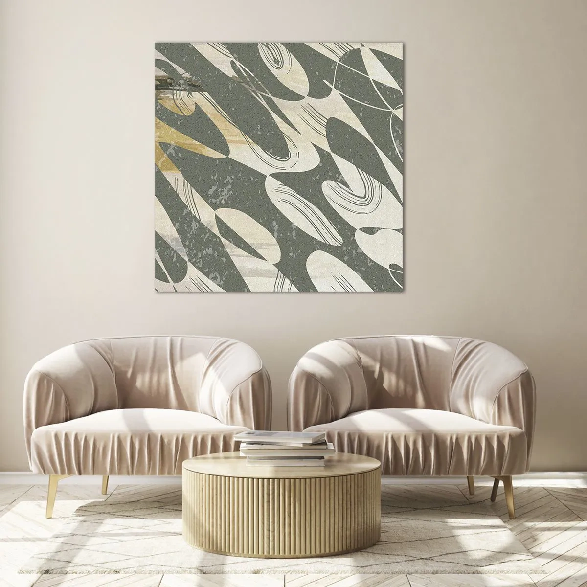 Billede på glas - Rytmisk abstraktion - 40x40 cm