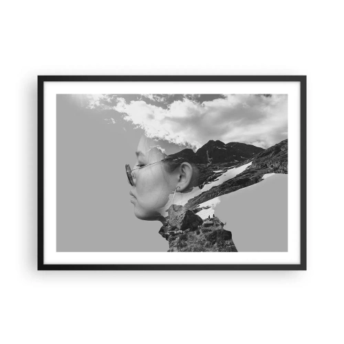 Plakat i sort ramme - Portræt af toppen og skyen - 70x50 cm