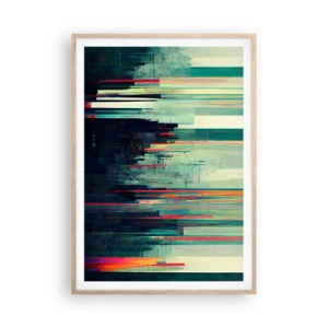 Plakat i ramme af lyst egetræ - Futuristisk by - 70x100 cm