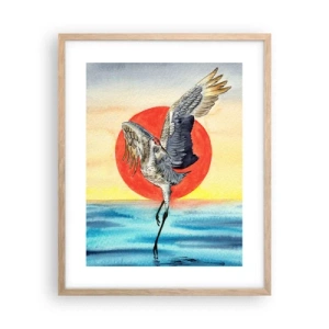 Plakat i ramme af lyst egetræ - Tid til at gå tilbage - 40x50 cm