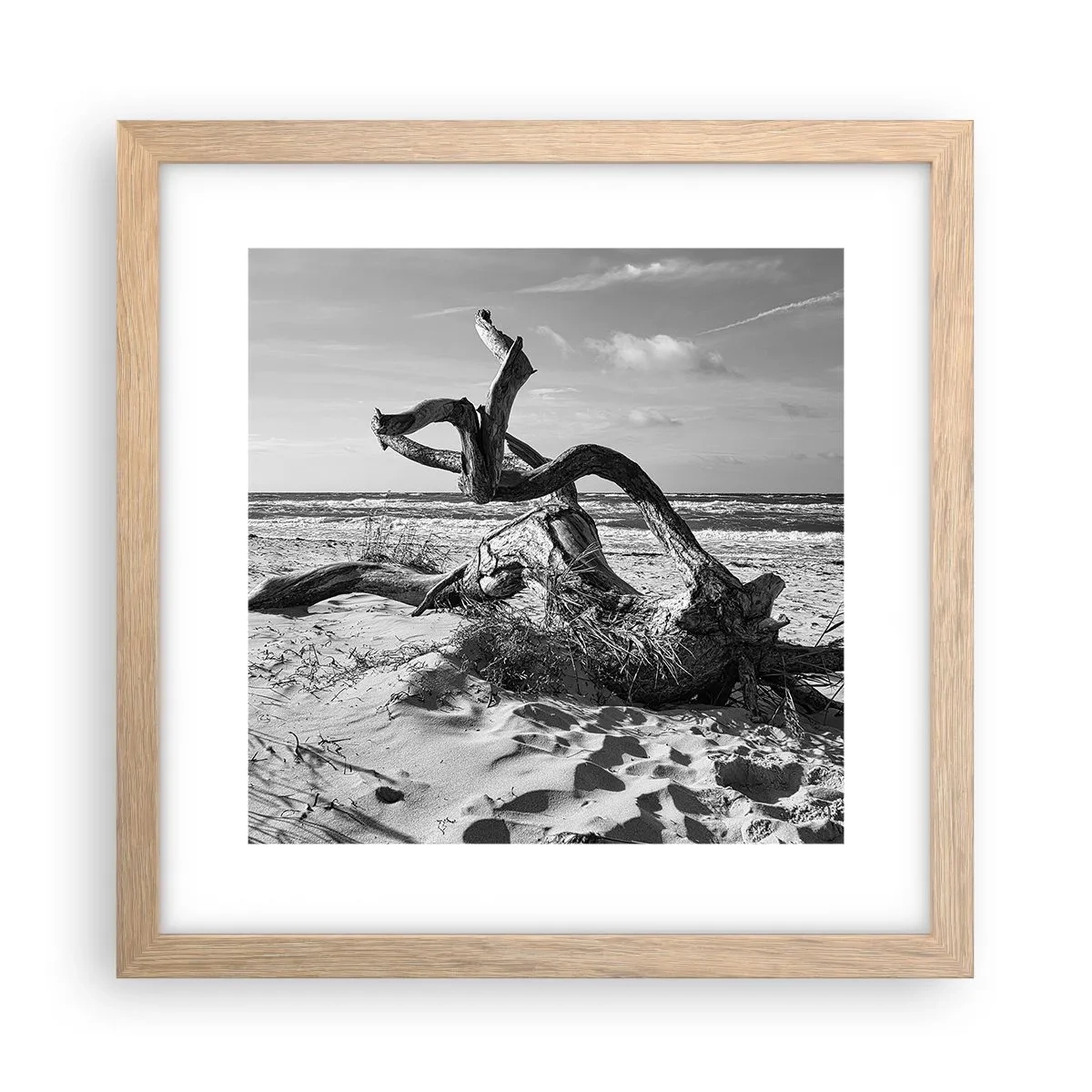 Plakat i ramme af lyst egetræ - Havets skulptur - 30x30 cm