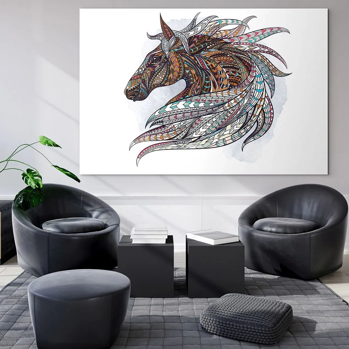 Billede på glas - Den keltiske krigers hest - 100x70 cm