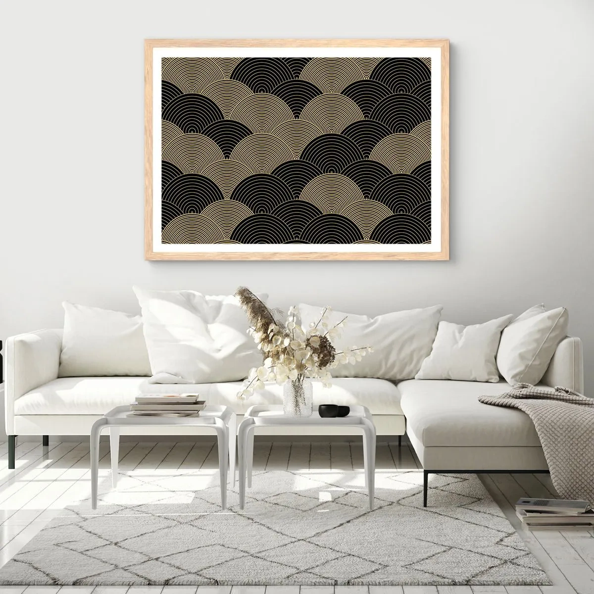 Plakat i ramme af lyst egetræ - Enhed i mangfoldighed - 100x70 cm