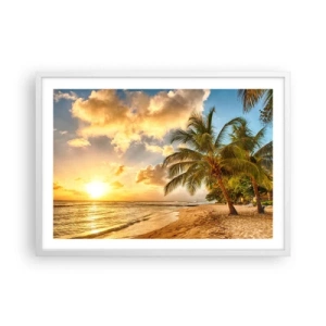 Plakat i hvid ramme - Evig sommer, altid en ferie - 70x50 cm