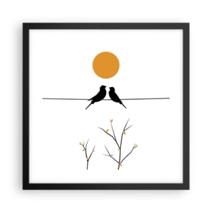 Plakat i sort ramme - Nattergal - 40x40 cm