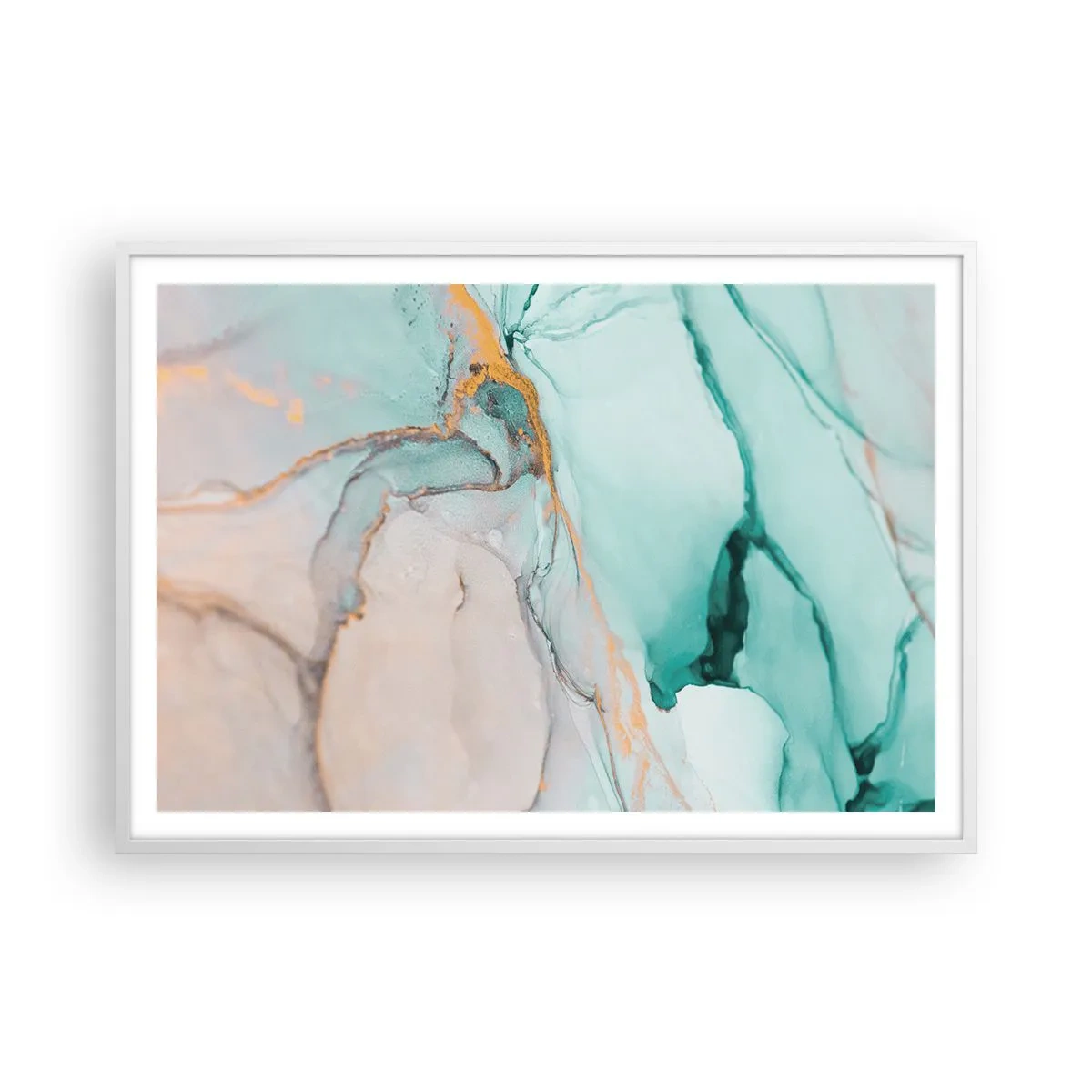 Plakat i hvid ramme - Dans af former og farver - 100x70 cm