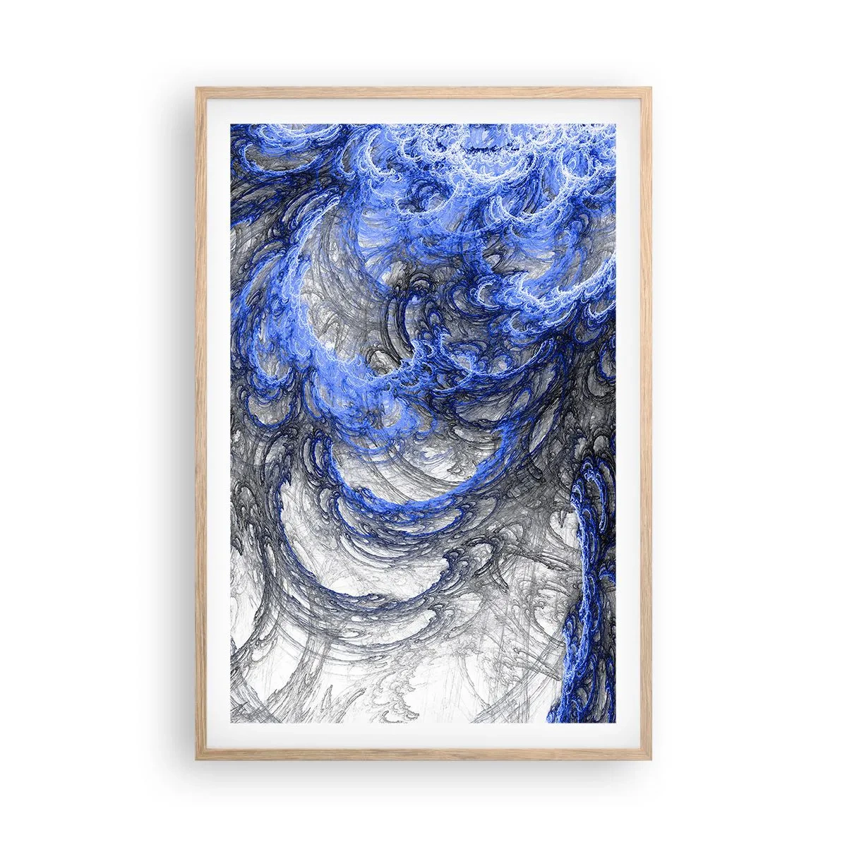 Plakat i ramme af lyst egetræ - En bølges fødsel - 61x91 cm