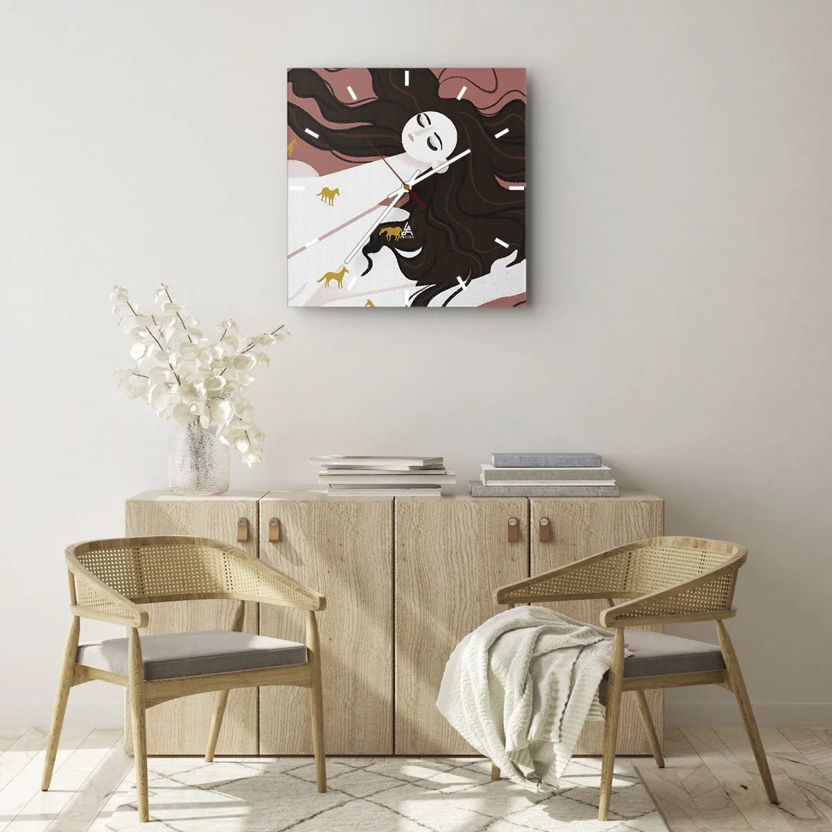 Vægur, Uret - Drøm om en gylden hest - 30x30 cm