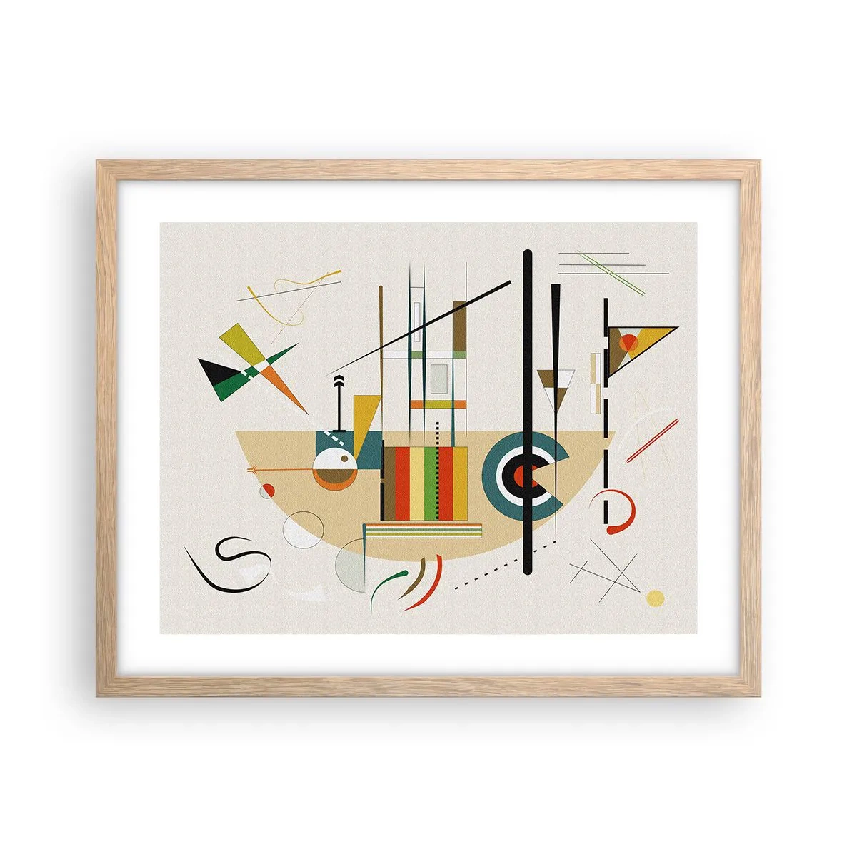 Plakat i ramme af lyst egetræ - Og verden griner - 50x40 cm