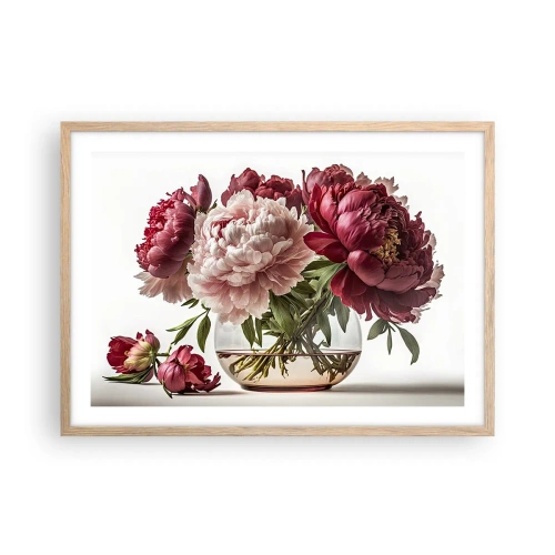 Plakat i ramme af lyst egetræ - I fuldt flor af skønhed - 70x50 cm